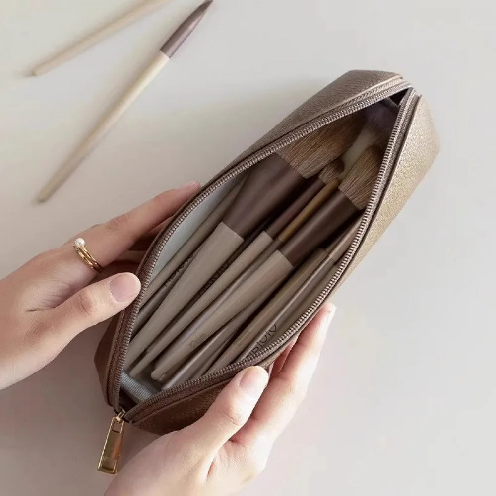 Large-Capacity Travel Makeup Brush & Cosmetic Case